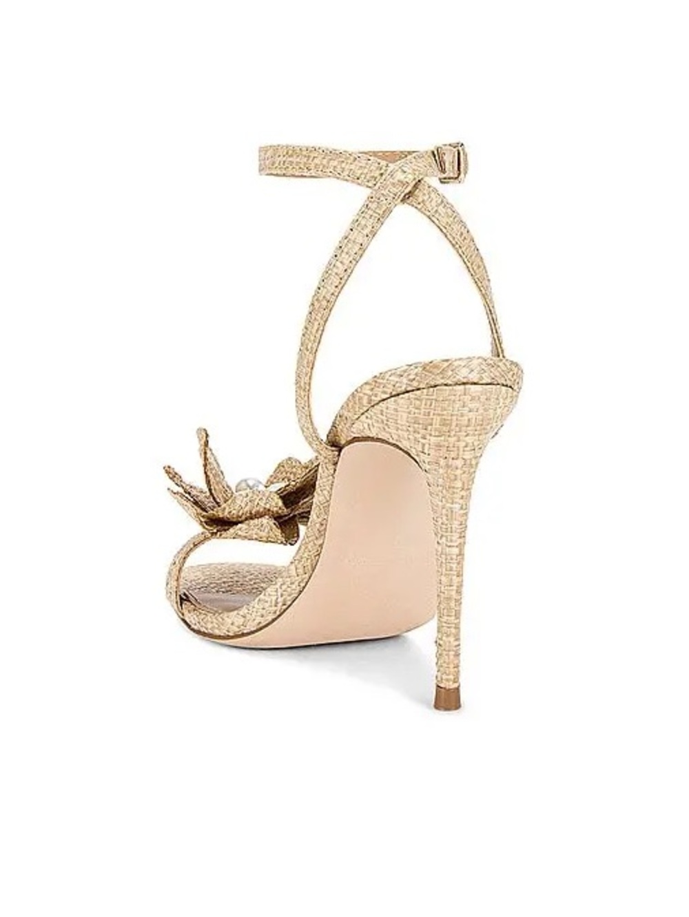 STEVE MADDEN Excite Almond Raffia Rosette Slingback Sandal Heels - Picture 5 of 9